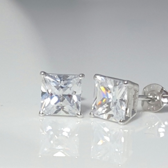 Sterling Silver Jewelry - 1.50CTW Princess Cut Diamond Stud Earrings